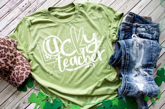 Teachers St Patricks day shirt, Lucky shirt, womens green shirt, shamrock tee, womens baseball tee, green and gold, leprechaun shirt,