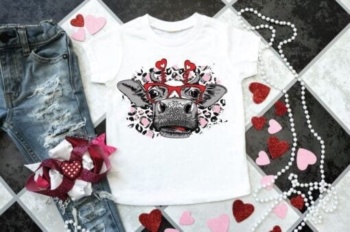 Valentines Cow kids cow shirt