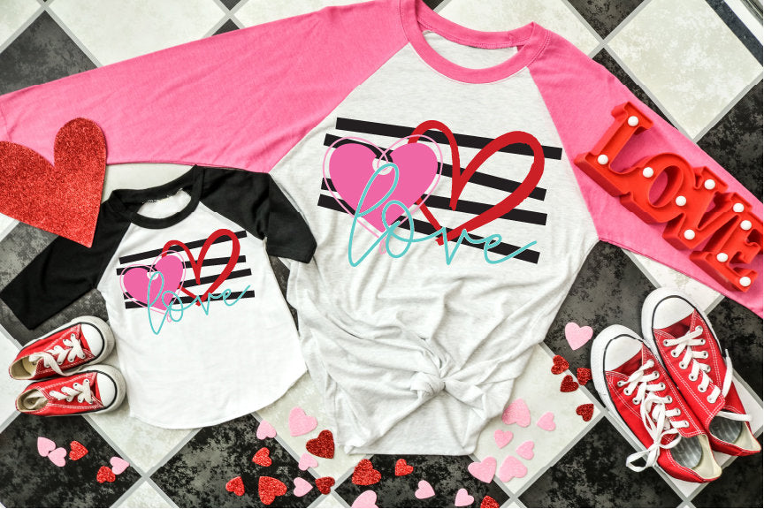 Mommy and me Valentines LOVE raglans