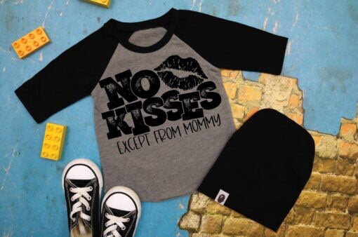 No kisses except from mama kids valentines tshirt