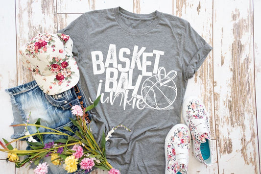 Basketball junkie tee, basketball shirt, basketball tank, hoops tee, basketball mom, on the court, that’s my son out there, sports shirt