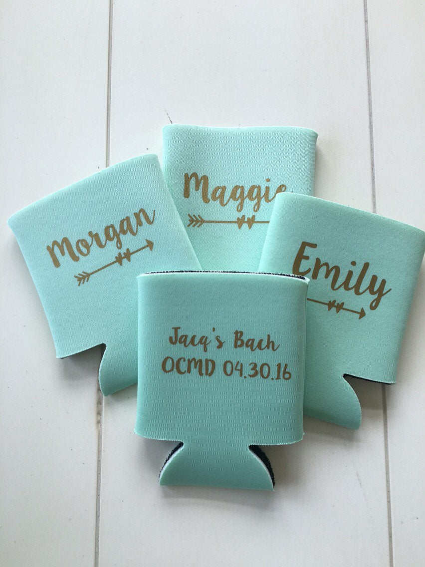 Personalized can cooler, bridesmaid can cooler, bridal party favor, bridesmaid gift, bachlorette party favor, can hugger, maid of honor gft