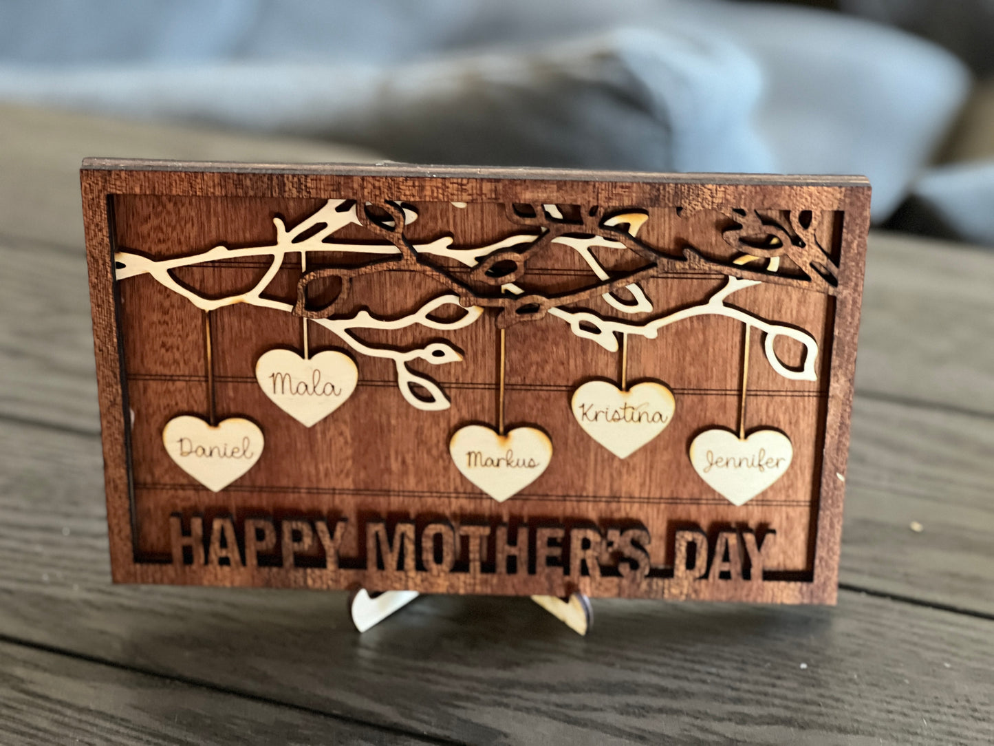 Wood personalized Family heart sign