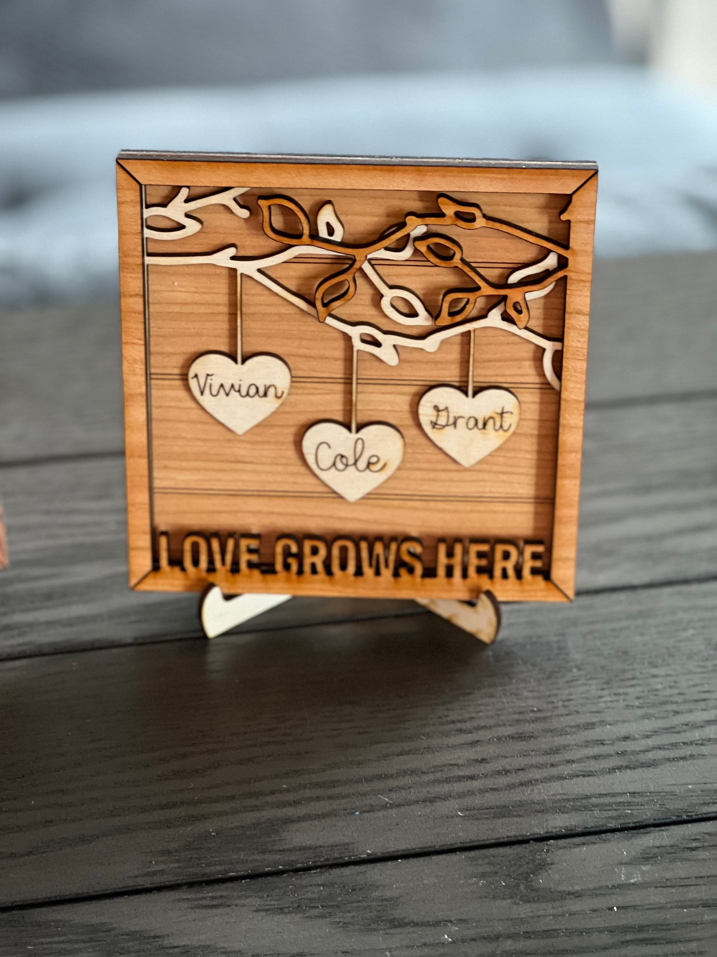 Wood personalized Family heart sign