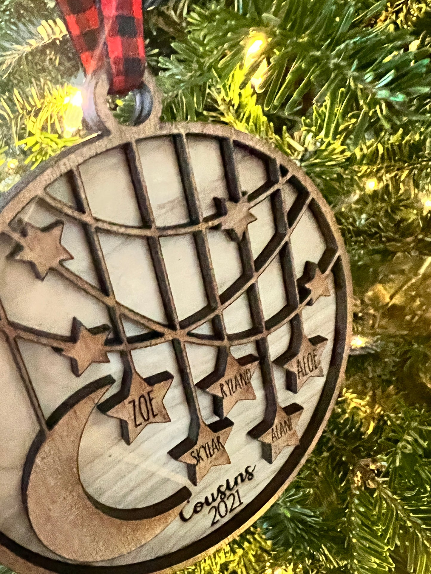 Moon and stars ornament