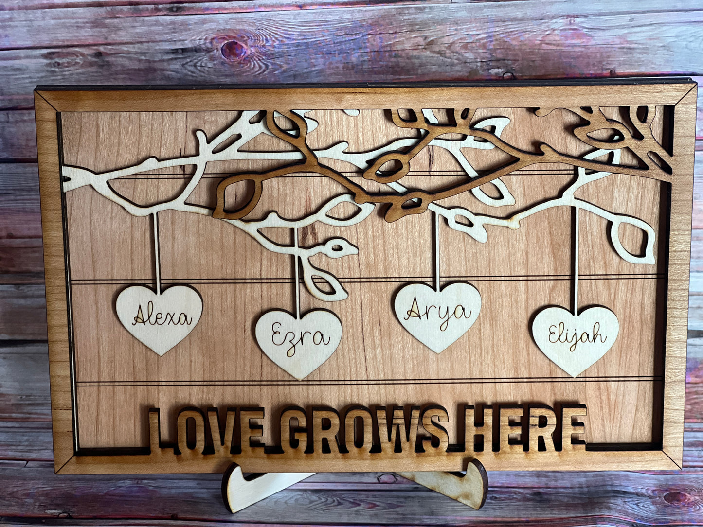 Wood personalized Family heart sign