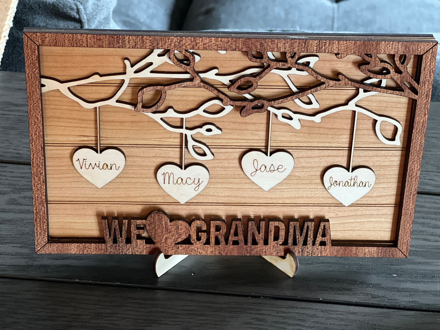 Wood personalized Family heart sign