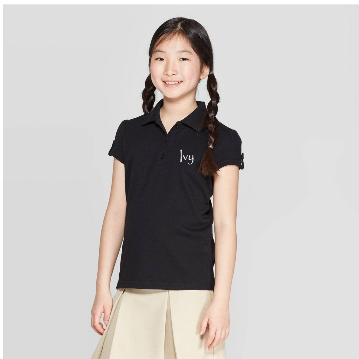 Seeds Academy Uniform-Girls short sleeve polo (black)